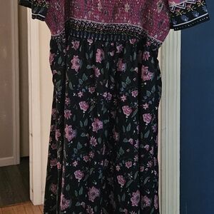 BloomChic Black and Pink Floral Maxi Dress